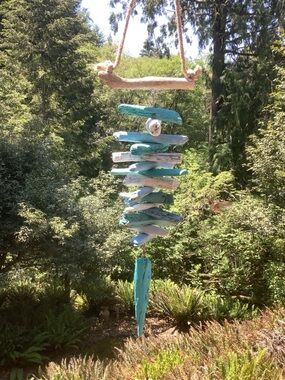 Driftwood Art, Painted Driftwood Mobile, Driftwood Coastal Decor